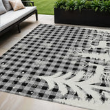 5' X 8' Gray Black And Ivory Plaid Washable Indoor Outdoor Area Rug - Homeroots - Flyclothing LLC