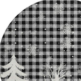 8' Gray Black And Ivory Round Plaid Washable Indoor Outdoor Area Rug - Homeroots - Flyclothing LLC