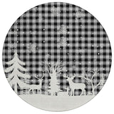8' Gray Black And Ivory Round Plaid Washable Indoor Outdoor Area Rug - Homeroots - Flyclothing LLC