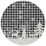 8' Gray Black And Ivory Round Plaid Washable Indoor Outdoor Area Rug - Homeroots - Flyclothing LLC
