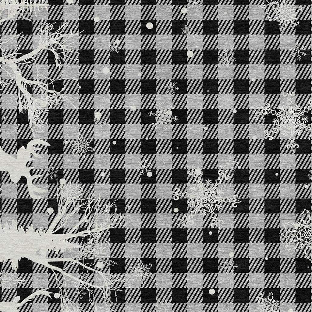 8' X 10' Gray Black And Ivory Plaid Washable Indoor Outdoor Area Rug - Homeroots - Flyclothing LLC