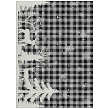 10' X 14' Gray Black And Ivory Plaid Washable Indoor Outdoor Area Rug - Homeroots - Flyclothing LLC