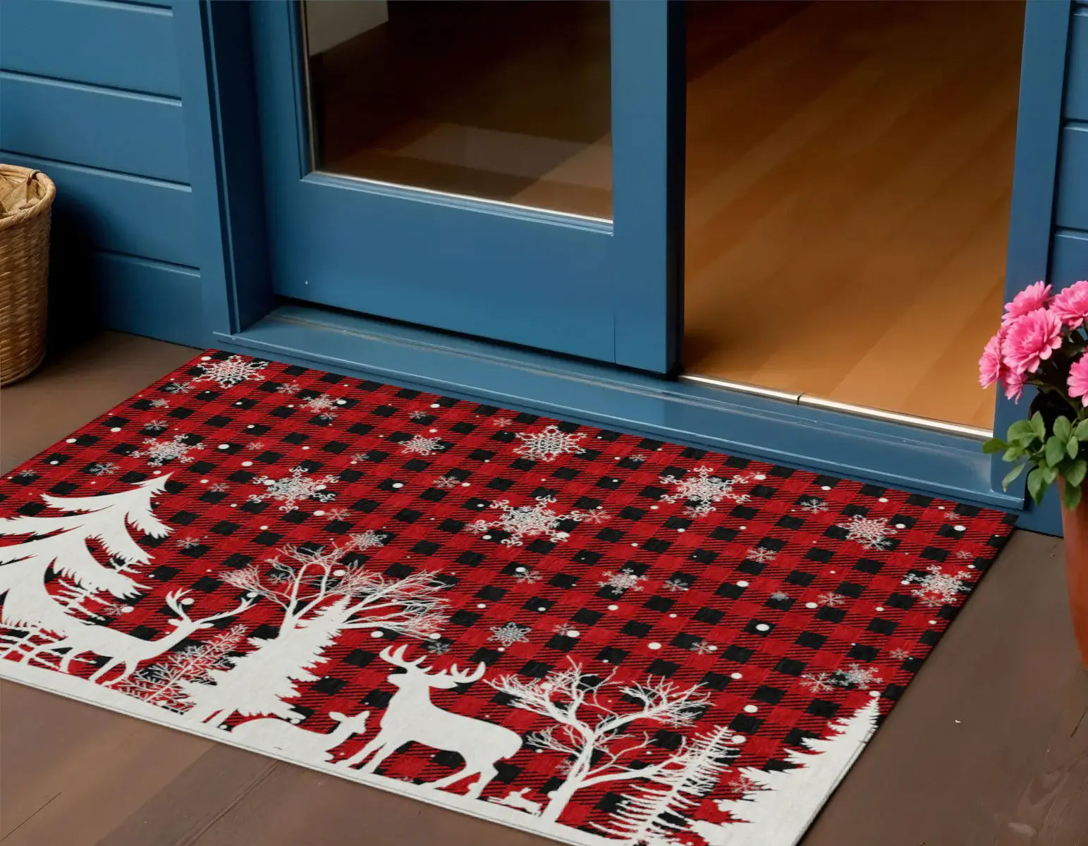 3' X 5' Red Black And Ivory Plaid Washable Indoor Outdoor Area Rug - Homeroots - Flyclothing LLC