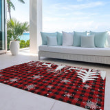 3' X 5' Red Black And Ivory Plaid Washable Indoor Outdoor Area Rug - Homeroots - Flyclothing LLC
