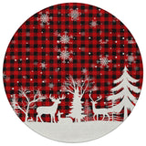 8' Red Black And Ivory Round Plaid Washable Indoor Outdoor Area Rug - Homeroots - Flyclothing LLC