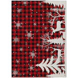 8' X 10' Red Black And Ivory Plaid Washable Indoor Outdoor Area Rug - Homeroots - Flyclothing LLC