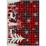 10' X 14' Red Black And Ivory Plaid Washable Indoor Outdoor Area Rug - Homeroots - Flyclothing LLC