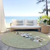 8' Artichoke Green Beige Ivory And Taupe Round Presents Washable Indoor Outdoor Area Rug - Homeroots - Flyclothing LLC