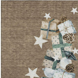 3' X 5' Brown Beige Ivory And Taupe Presents Washable Indoor Outdoor Area Rug - Homeroots - Flyclothing LLC