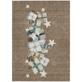 5' X 8' Brown Beige Ivory And Taupe Presents Washable Indoor Outdoor Area Rug - Homeroots - Flyclothing LLC