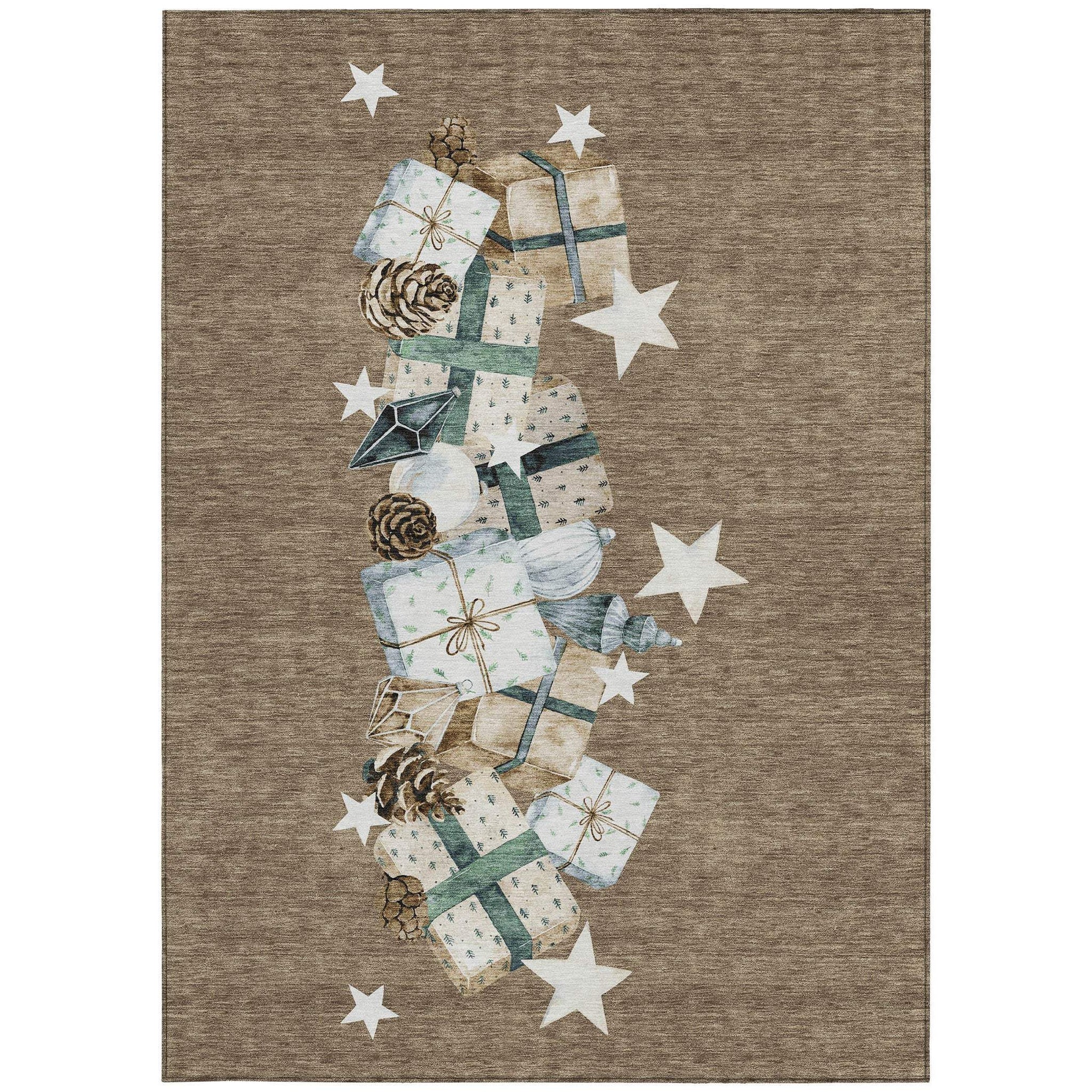 5' X 8' Brown Beige Ivory And Taupe Presents Washable Indoor Outdoor Area Rug - Homeroots - Flyclothing LLC
