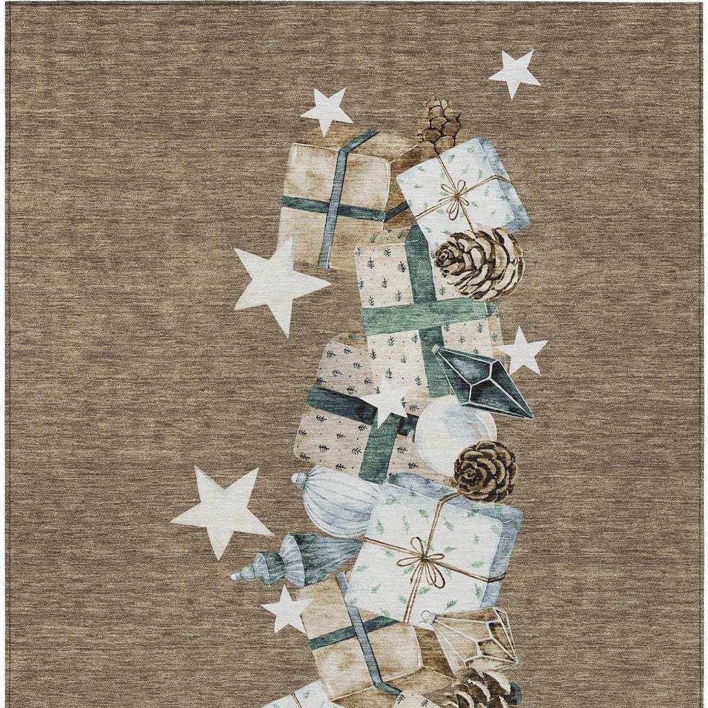8' X 10' Brown Beige Ivory And Taupe Presents Washable Indoor Outdoor Area Rug - Homeroots - Flyclothing LLC
