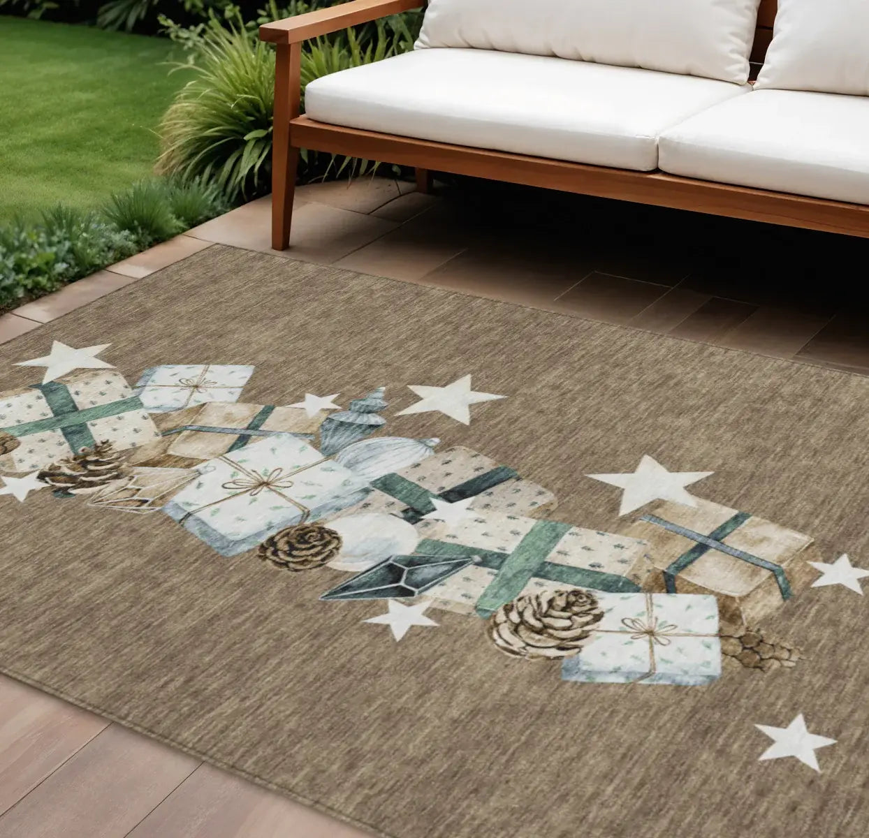 8' X 10' Brown Beige Ivory And Taupe Presents Washable Indoor Outdoor Area Rug - Homeroots - Flyclothing LLC