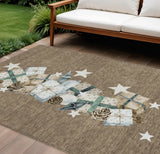 8' X 10' Brown Beige Ivory And Taupe Presents Washable Indoor Outdoor Area Rug - Homeroots - Flyclothing LLC