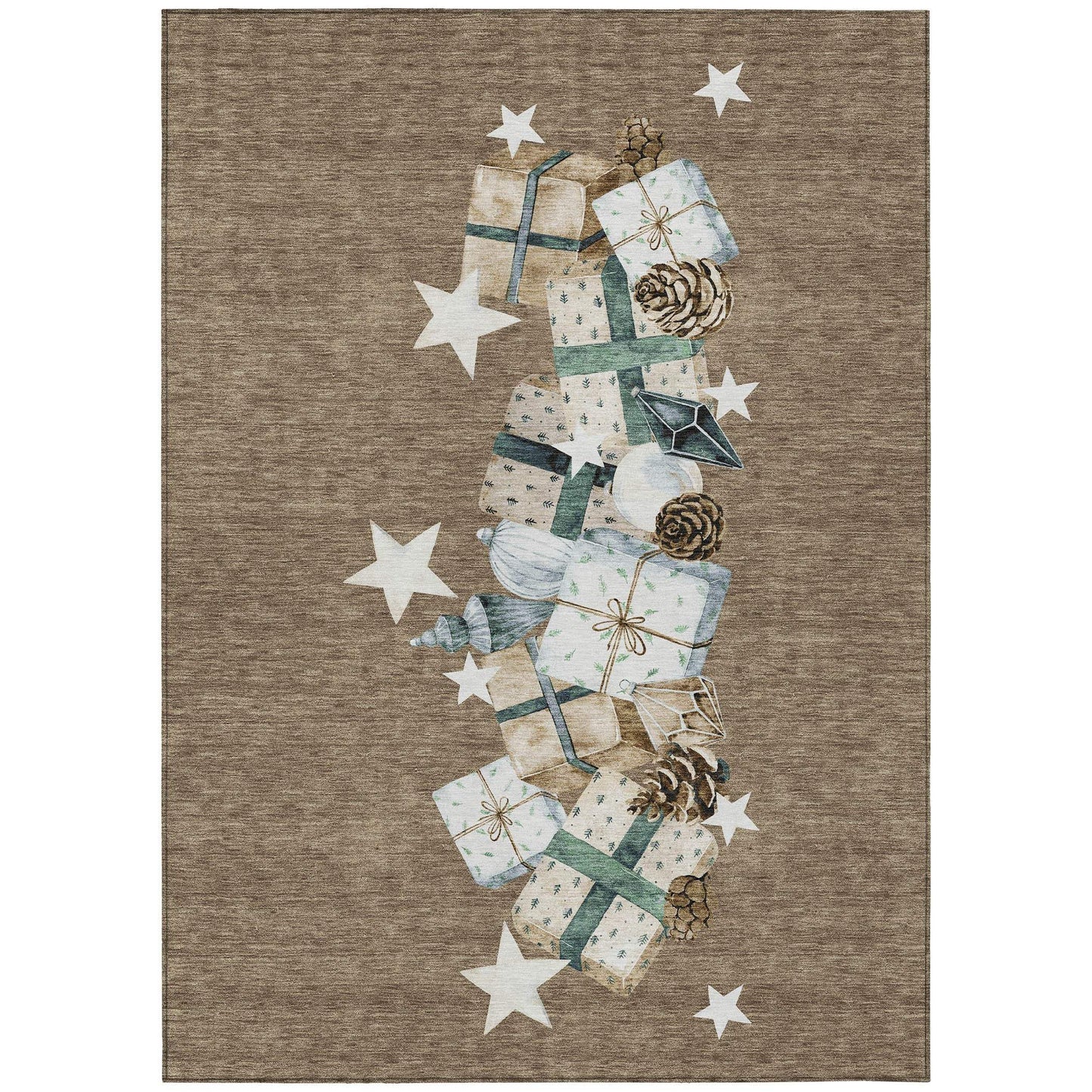 8' X 10' Brown Beige Ivory And Taupe Presents Washable Indoor Outdoor Area Rug - Homeroots - Flyclothing LLC