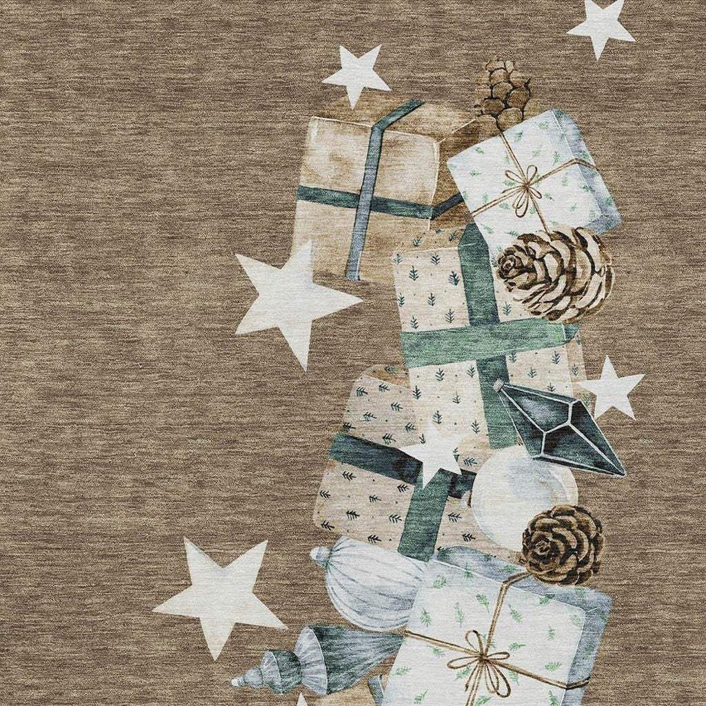 8' X 10' Brown Beige Ivory And Taupe Presents Washable Indoor Outdoor Area Rug - Homeroots - Flyclothing LLC