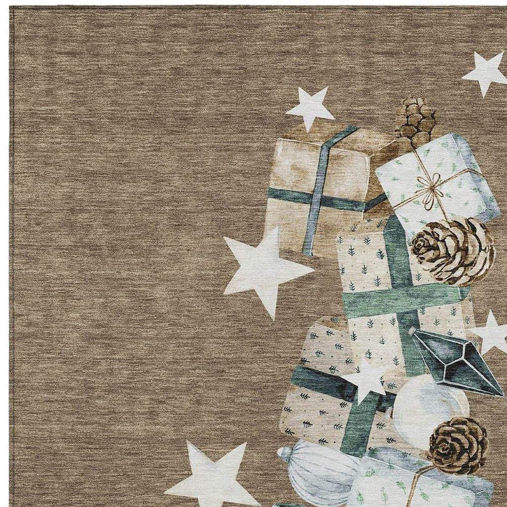 9' X 12' Brown Beige Ivory And Taupe Presents Washable Indoor Outdoor Area Rug - Homeroots - Flyclothing LLC
