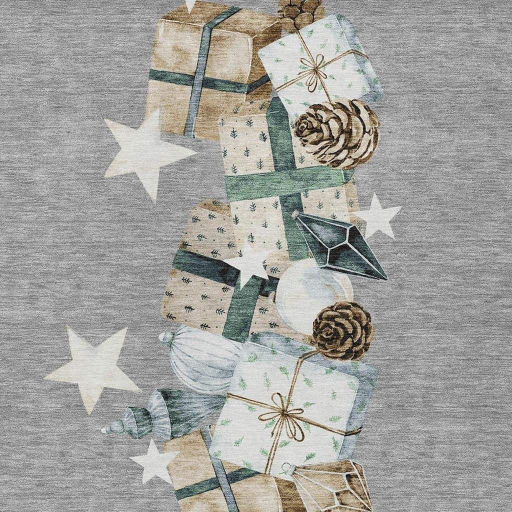 3' X 5' Gray Beige Ivory And Taupe Presents Washable Indoor Outdoor Area Rug - Homeroots - Flyclothing LLC