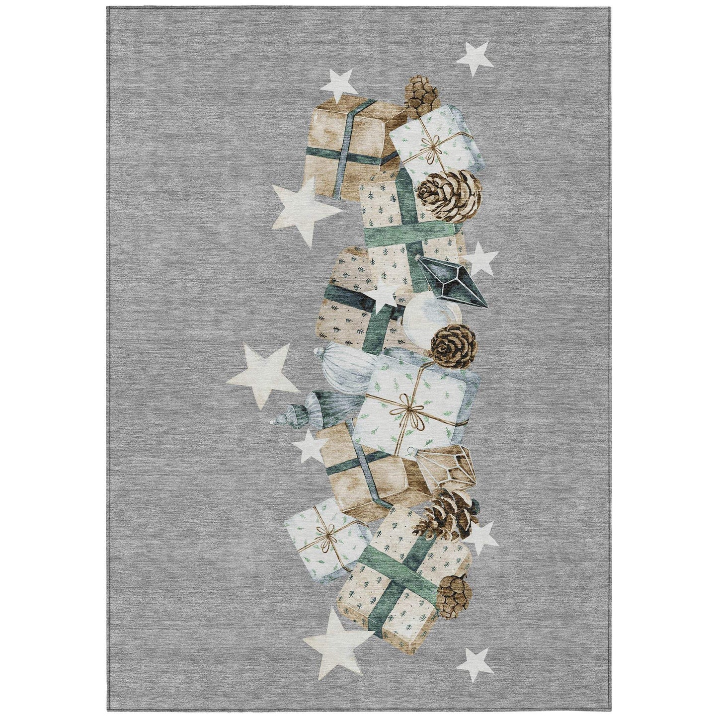 3' X 5' Gray Beige Ivory And Taupe Presents Washable Indoor Outdoor Area Rug - Homeroots - Flyclothing LLC