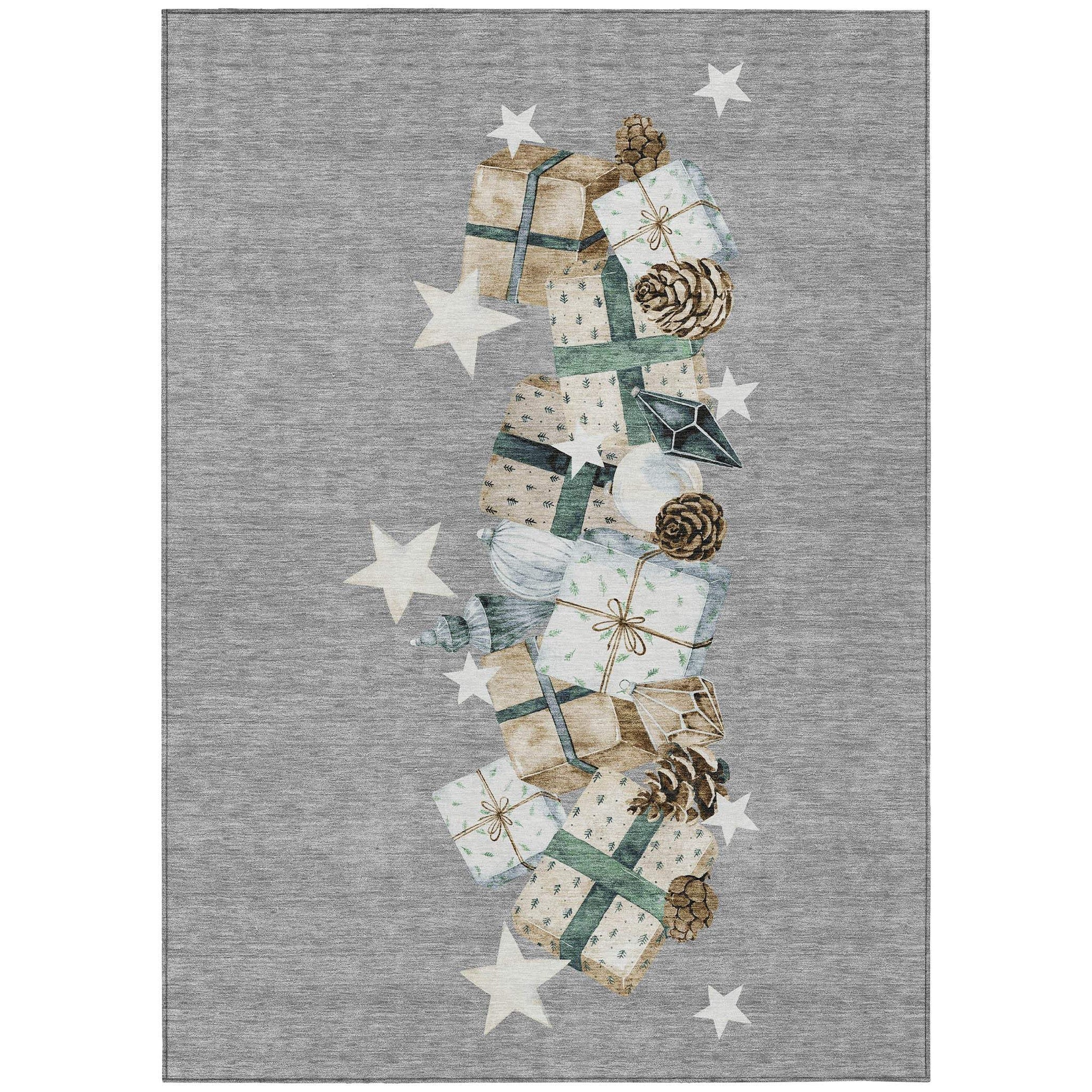 3' X 5' Gray Beige Ivory And Taupe Presents Washable Indoor Outdoor Area Rug - Homeroots - Flyclothing LLC
