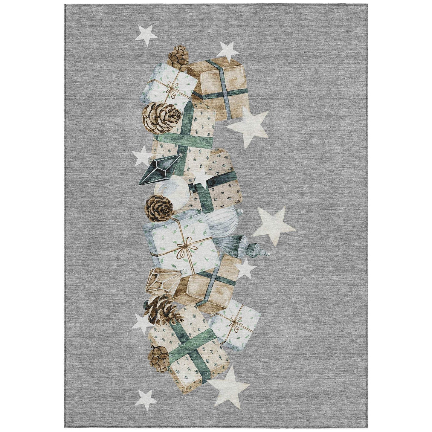 5' X 8' Gray Beige Ivory And Taupe Presents Washable Indoor Outdoor Area Rug - Homeroots - Flyclothing LLC