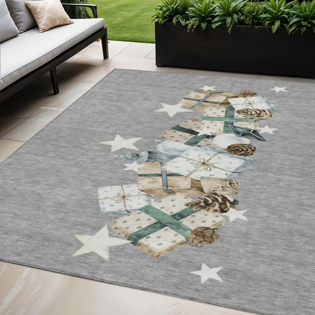 5' X 8' Gray Beige Ivory And Taupe Presents Washable Indoor Outdoor Area Rug - Homeroots - Flyclothing LLC