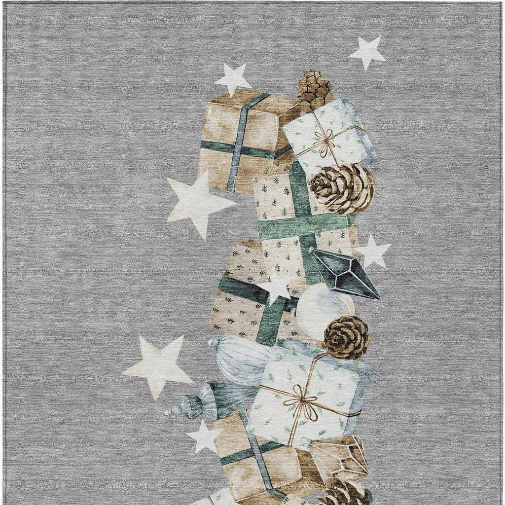 5' X 8' Gray Beige Ivory And Taupe Presents Washable Indoor Outdoor Area Rug - Homeroots - Flyclothing LLC