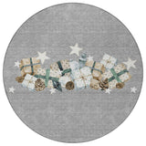 8' Gray Beige Ivory And Taupe Round Presents Washable Indoor Outdoor Area Rug - Homeroots - Flyclothing LLC