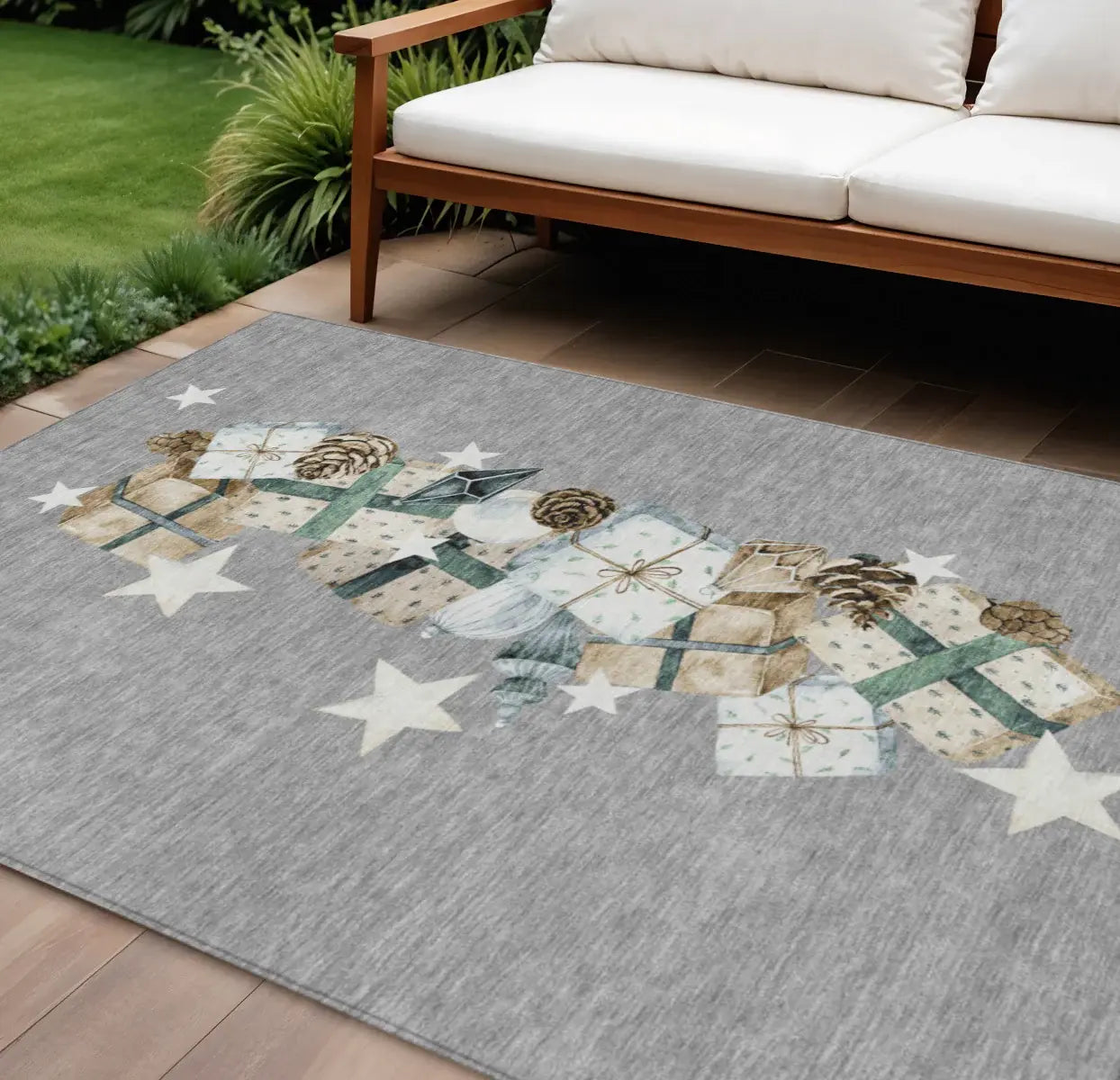 8' X 10' Gray Beige Ivory And Taupe Presents Washable Indoor Outdoor Area Rug - Homeroots - Flyclothing LLC