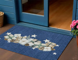 3' X 5' Navy Blue Beige Ivory And Taupe Presents Washable Indoor Outdoor Area Rug - Homeroots - Flyclothing LLC