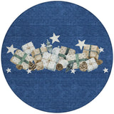 8' Navy Blue Beige Ivory And Taupe Round Presents Washable Indoor Outdoor Area Rug - Homeroots - Flyclothing LLC