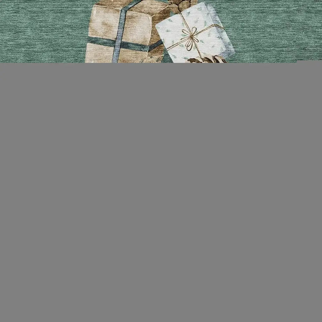 3' X 5' Pale Aqua Beige Ivory And Taupe Presents Washable Indoor Outdoor Area Rug - Homeroots - Flyclothing LLC