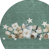 8' Pale Aqua Beige Ivory And Taupe Round Presents Washable Indoor Outdoor Area Rug - Homeroots - Flyclothing LLC