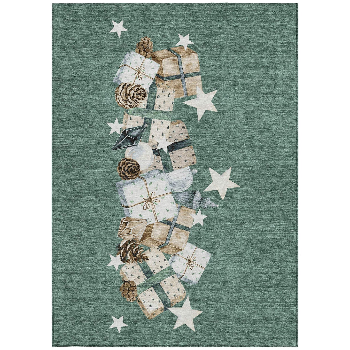 8' X 10' Pale Aqua Beige Ivory And Taupe Presents Washable Indoor Outdoor Area Rug - Homeroots - Flyclothing LLC