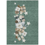 8' X 10' Pale Aqua Beige Ivory And Taupe Presents Washable Indoor Outdoor Area Rug - Homeroots - Flyclothing LLC