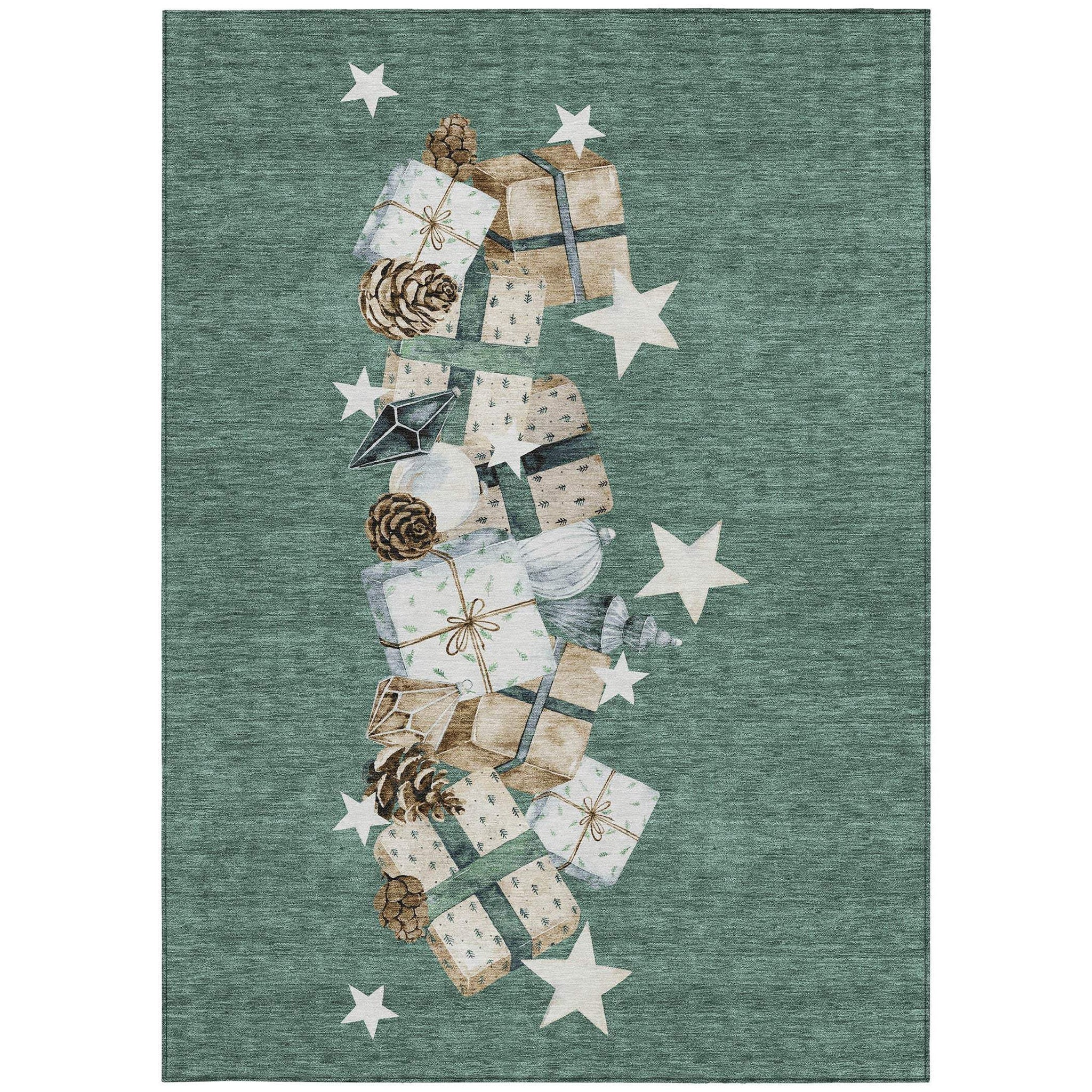 8' X 10' Pale Aqua Beige Ivory And Taupe Presents Washable Indoor Outdoor Area Rug - Homeroots - Flyclothing LLC