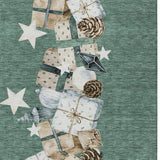 8' X 10' Pale Aqua Beige Ivory And Taupe Presents Washable Indoor Outdoor Area Rug - Homeroots - Flyclothing LLC