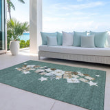 8' X 10' Pale Aqua Beige Ivory And Taupe Presents Washable Indoor Outdoor Area Rug - Homeroots - Flyclothing LLC