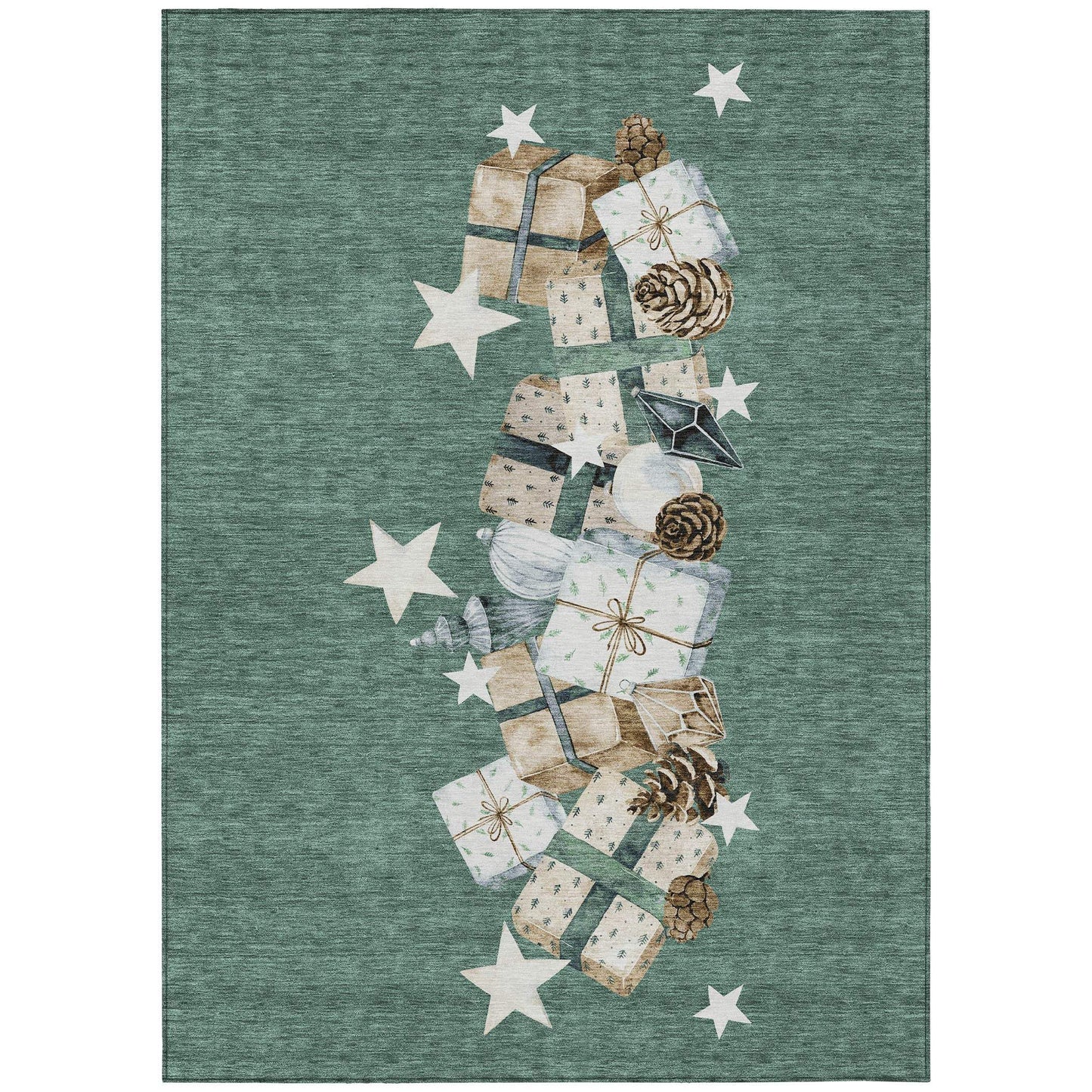 8' X 10' Pale Aqua Beige Ivory And Taupe Presents Washable Indoor Outdoor Area Rug - Homeroots - Flyclothing LLC