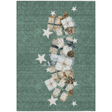 9' X 12' Pale Aqua Beige Ivory And Taupe Presents Washable Indoor Outdoor Area Rug - Homeroots - Flyclothing LLC