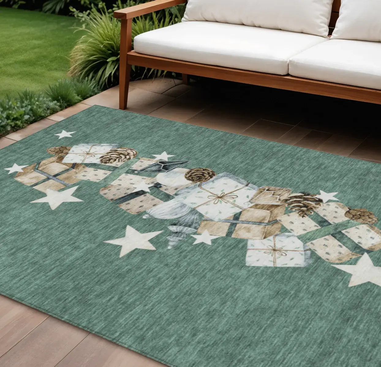 10' X 14' Pale Aqua Beige Ivory And Taupe Presents Washable Indoor Outdoor Area Rug - Homeroots - Flyclothing LLC
