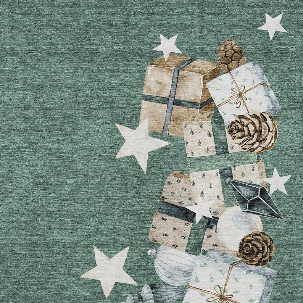 10' X 14' Pale Aqua Beige Ivory And Taupe Presents Washable Indoor Outdoor Area Rug - Homeroots - Flyclothing LLC