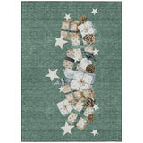 10' X 14' Pale Aqua Beige Ivory And Taupe Presents Washable Indoor Outdoor Area Rug - Homeroots - Flyclothing LLC