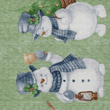 3' X 5' Artichoke Green Denim Blue And Ivory Snowmen Washable Indoor Outdoor Area Rug - Homeroots - Flyclothing LLC