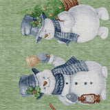 5' X 8' Artichoke Green Denim Blue And Ivory Snowmen Washable Indoor Outdoor Area Rug - Homeroots - Flyclothing LLC