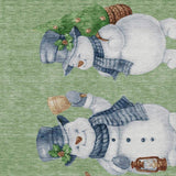 9' X 12' Artichoke Green Denim Blue And Ivory Snowmen Washable Indoor Outdoor Area Rug - Homeroots - Flyclothing LLC