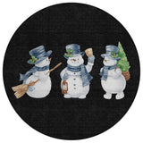 8' Black Denim Blue And Ivory Round Snowmen Washable Indoor Outdoor Area Rug - Homeroots - Flyclothing LLC
