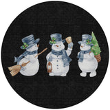 8' Black Denim Blue And Ivory Round Snowmen Washable Indoor Outdoor Area Rug - Homeroots - Flyclothing LLC