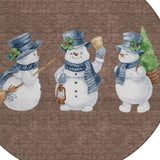 8' Brown Denim Blue And Ivory Round Snowmen Washable Indoor Outdoor Area Rug - Homeroots - Flyclothing LLC