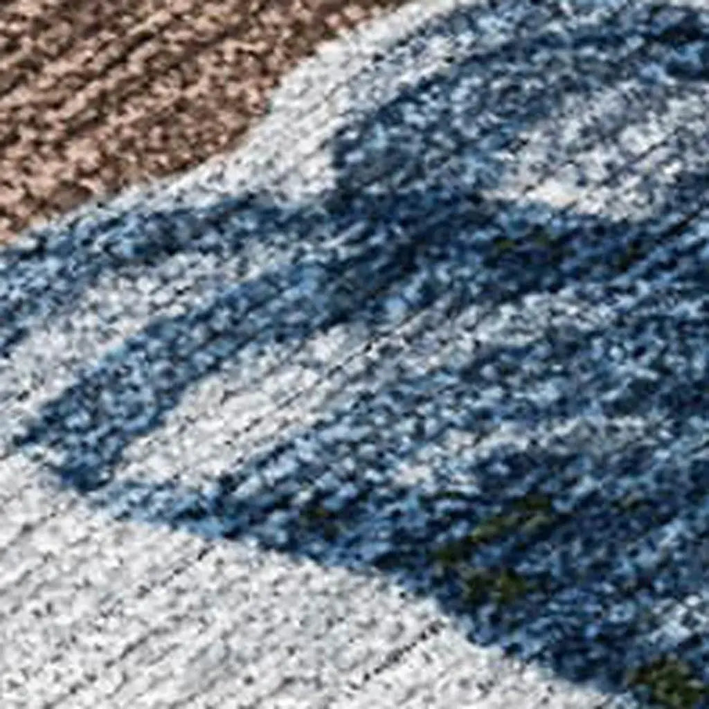 8' X 10' Brown Denim Blue And Ivory Snowmen Washable Indoor Outdoor Area Rug - Homeroots - Flyclothing LLC